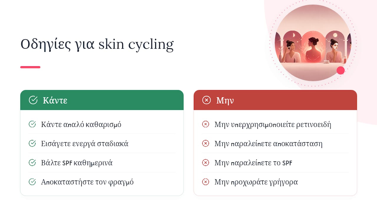 Τι δείχνει η επιστήμη για ρετινοειδή, απολέπιση και αποκατάσταση — overview diagram