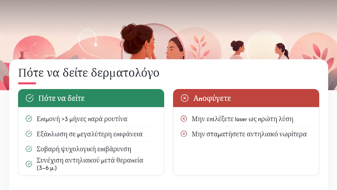 Πότε χρειάζεστε δερματολόγο για το μέλασμα — overview diagram