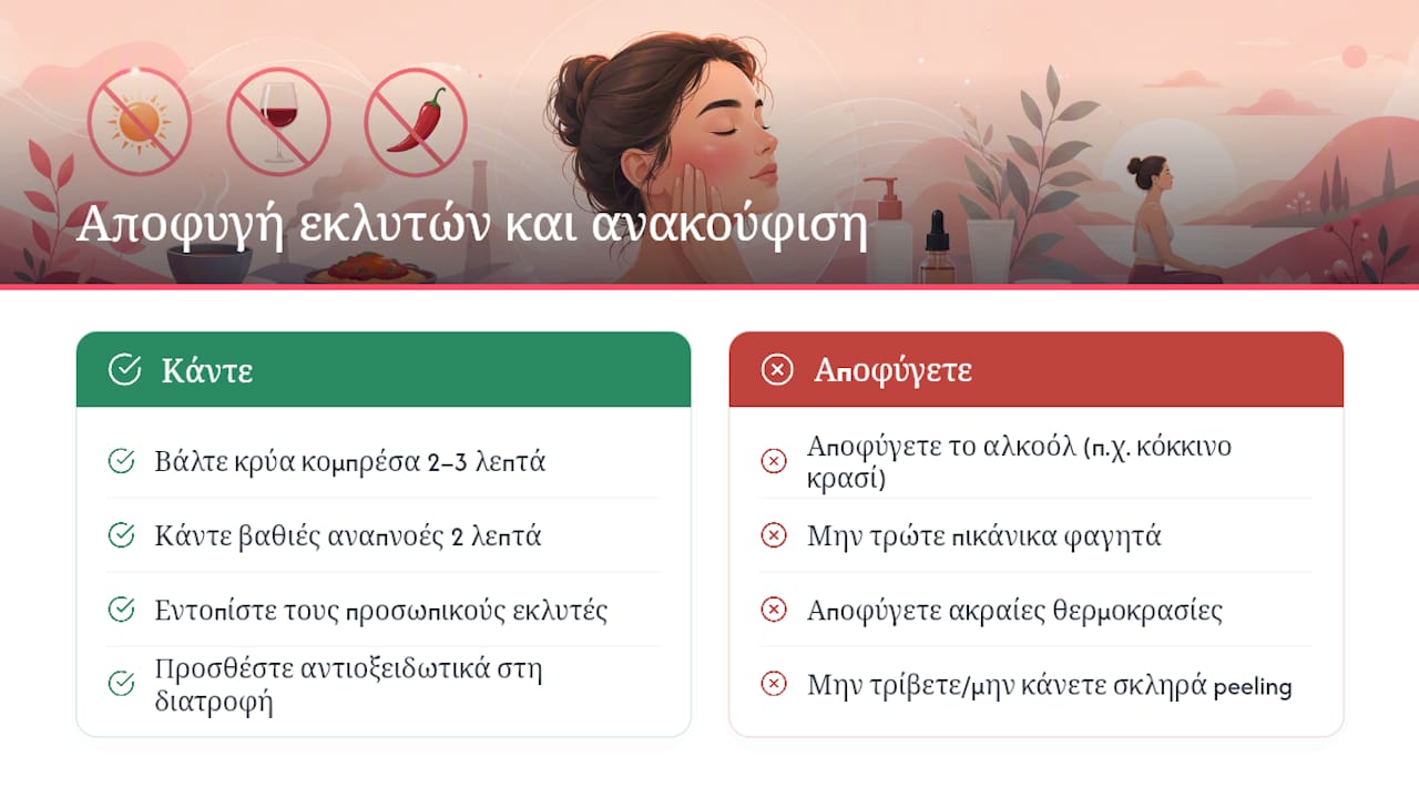 Αποφυγή εκλυτών και τεχνικές ηρεμίας για άμεση ανακούφιση — overview diagram