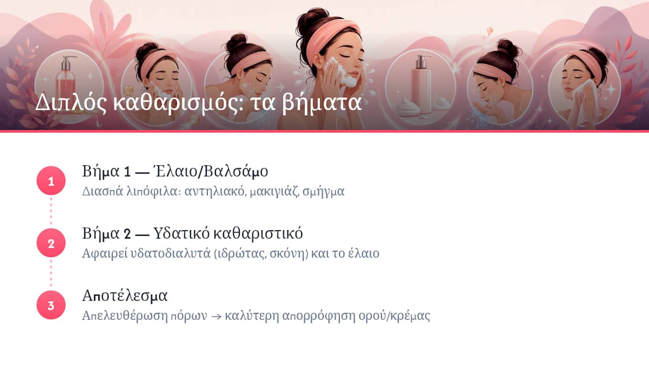 Τι ακριβώς συμβαίνει στα δύο βήματα του διπλού καθαρισμού — overview diagram