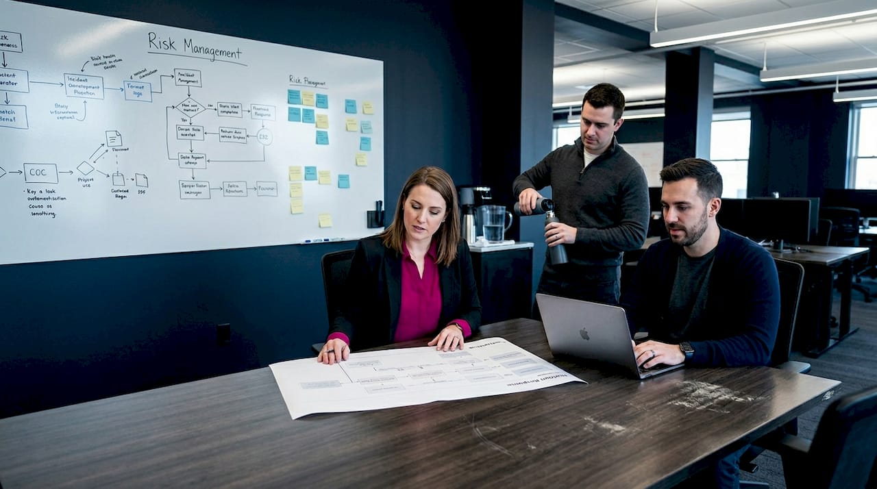 Team managing ai risks in workspace