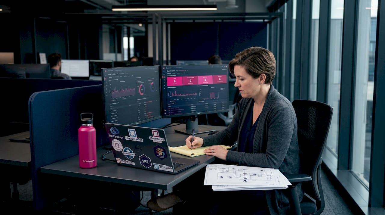 Engineer reviewing AI training and analytics setup