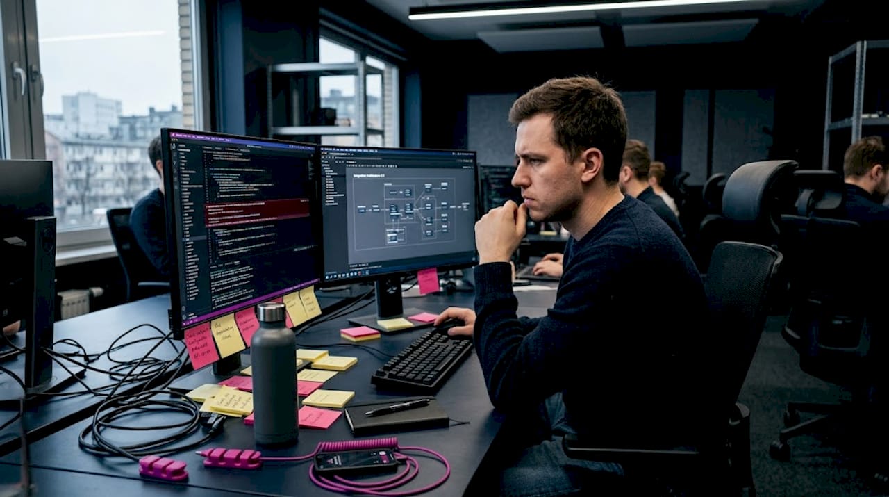Engineer troubleshooting AI integration issues