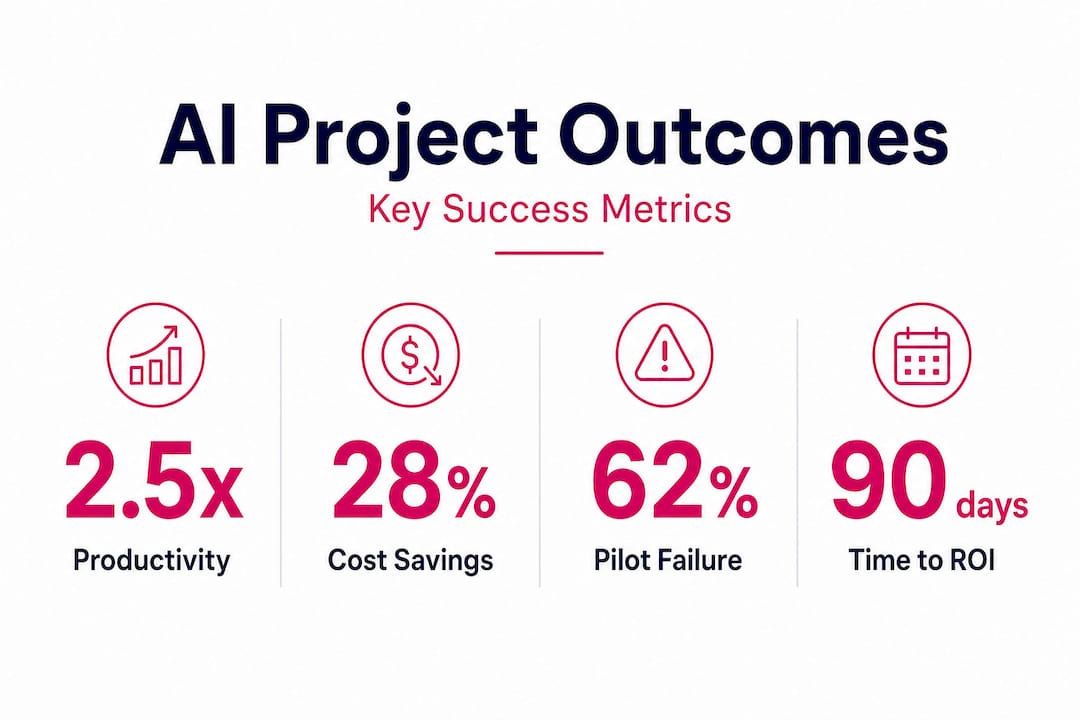 Infographic highlighting AI project outcome statistics