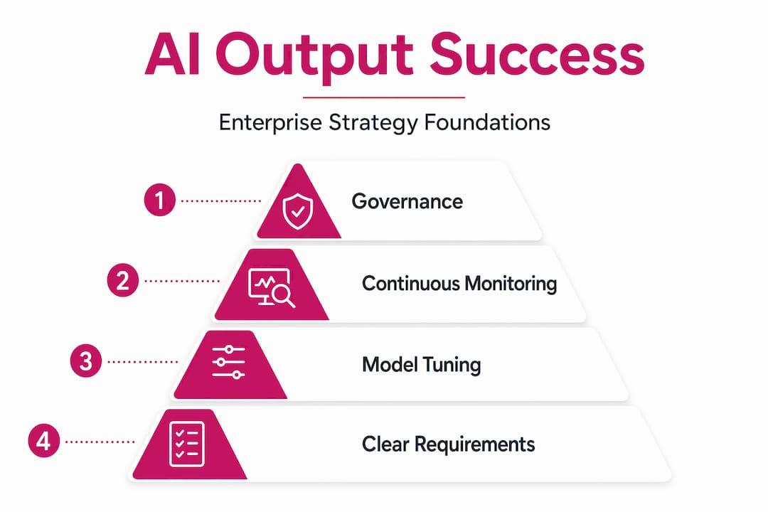 Hierarchy pyramid of enterprise AI output strategies