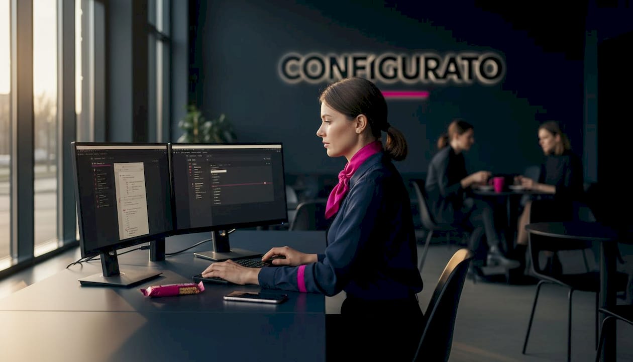 Employee optimizing workflow with customized AI tools
