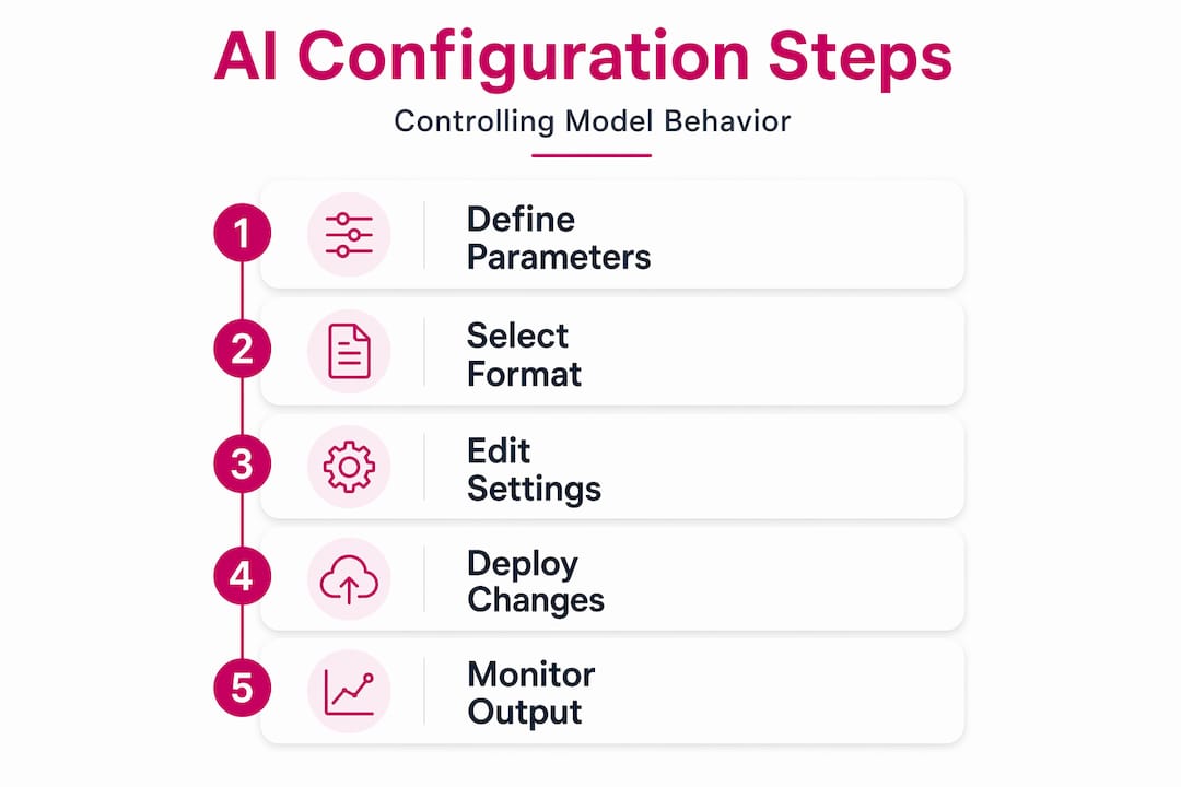 Infographic with five steps of AI configuration process