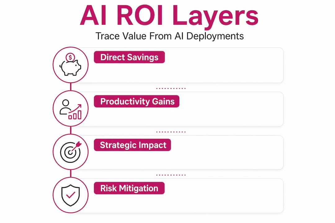 Hierarchy infographic showing layers of AI ROI