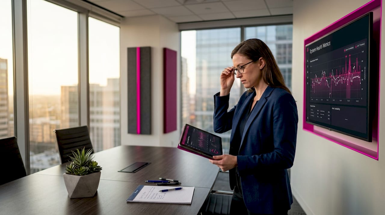 IT manager monitoring system health metrics
