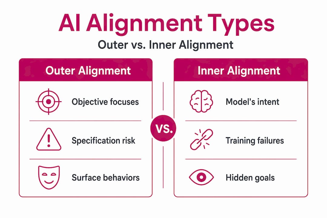 Infographic comparing outer and inner AI alignment
