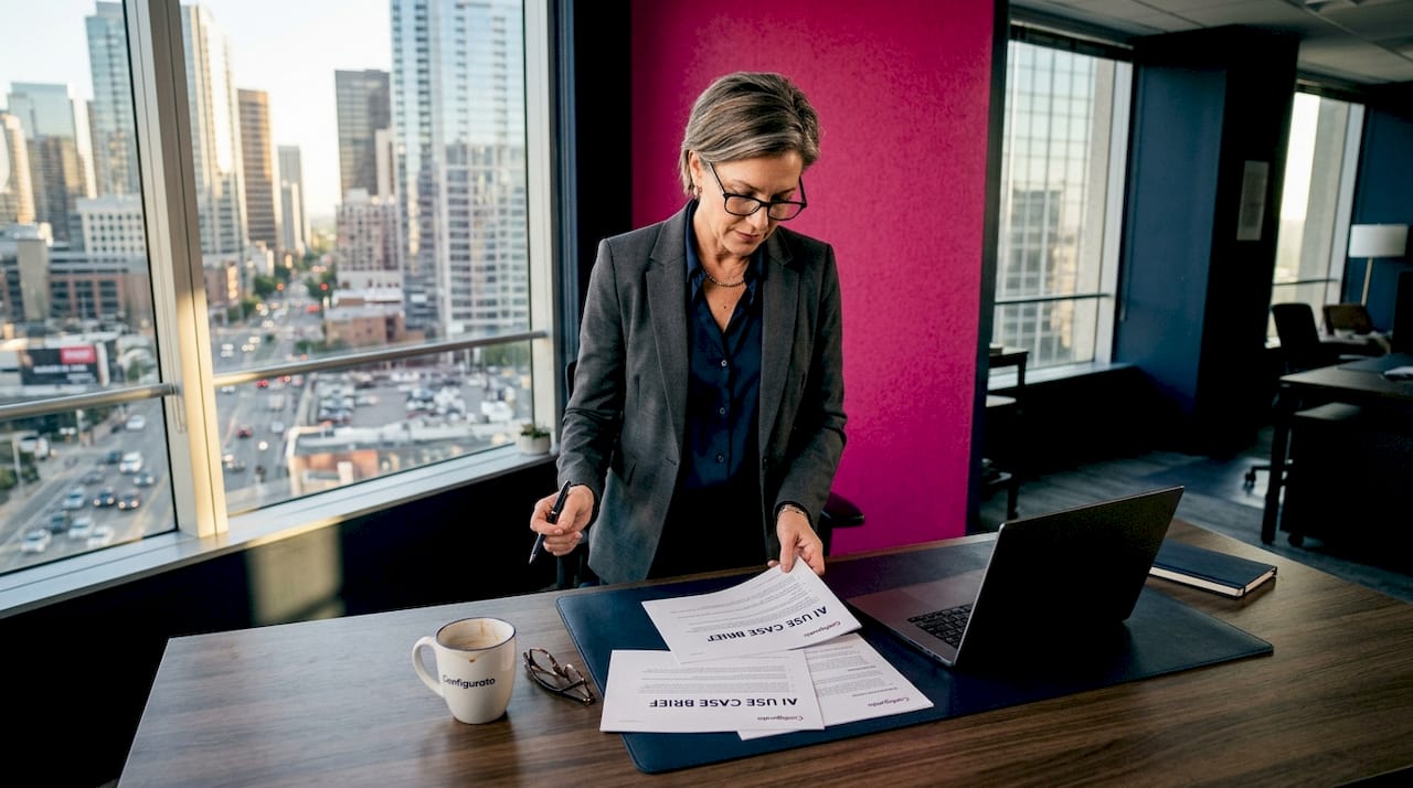 Executive reviewing AI use case documents