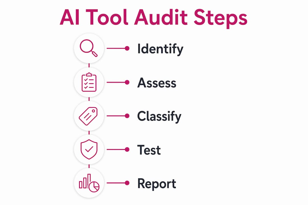 Infographic showing AI tool audit key steps
