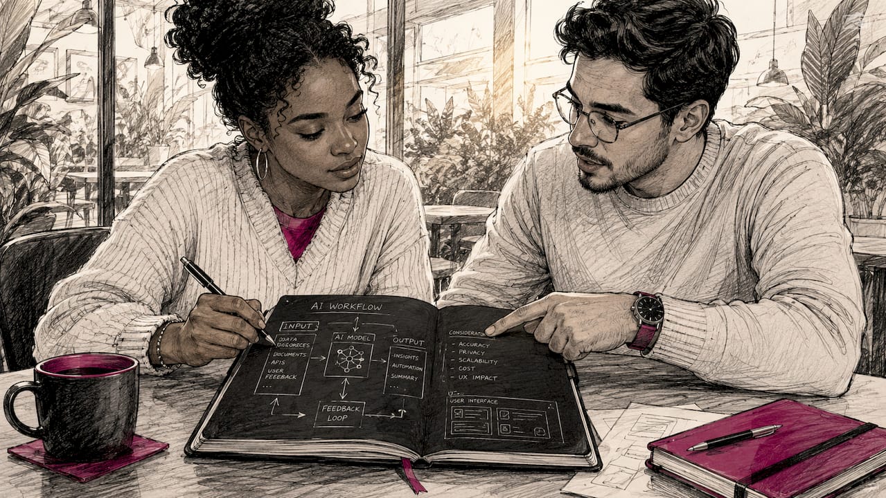 Collaborative hands designing AI workflow