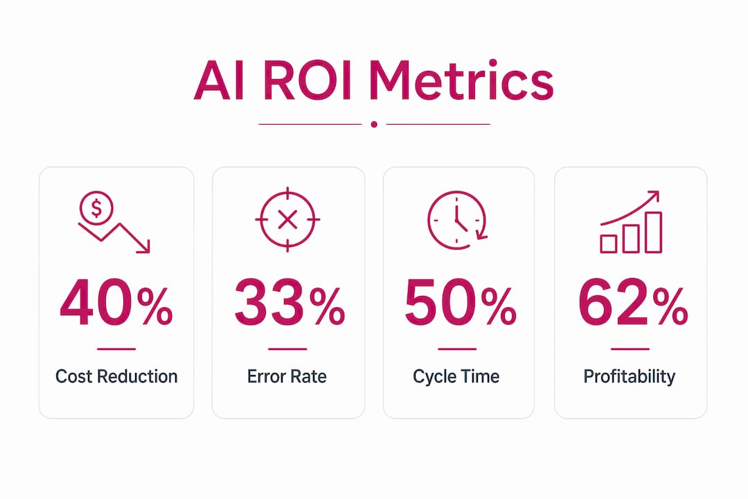 Infographic illustrating AI ROI key metrics