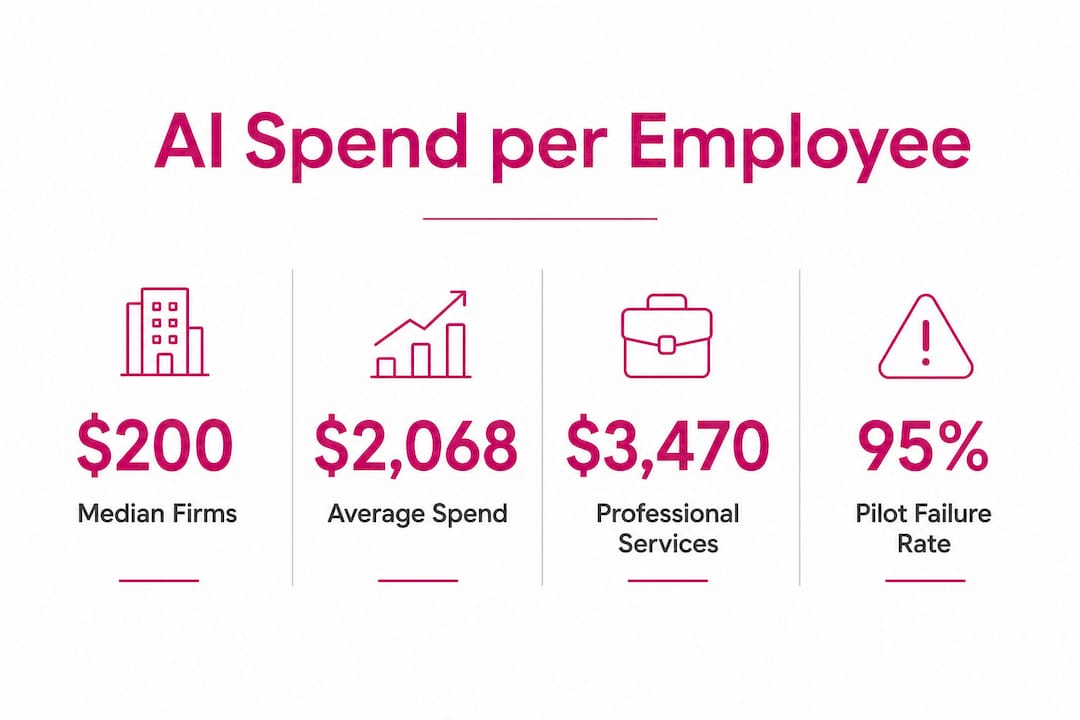 Infographic showing AI spending and productivity statistics