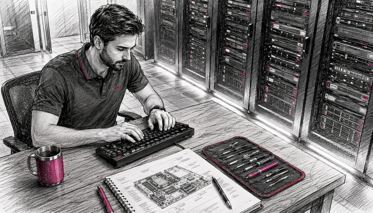 IT engineer configuring secure AI hardware