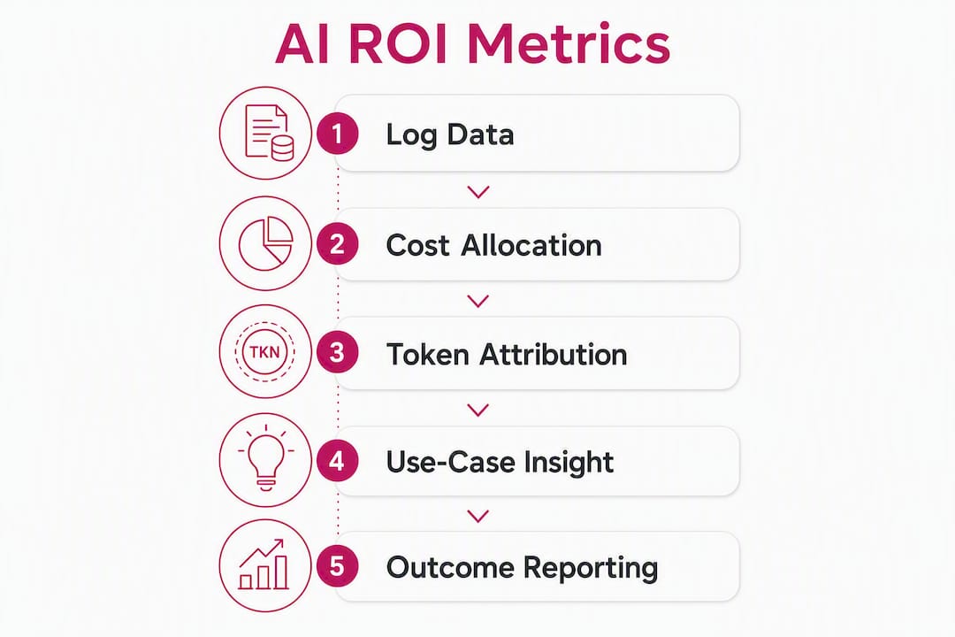 Infographic of key AI ROI measurement steps