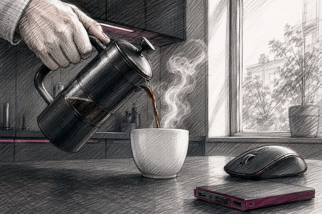 Hand pouring espresso at office coffee break