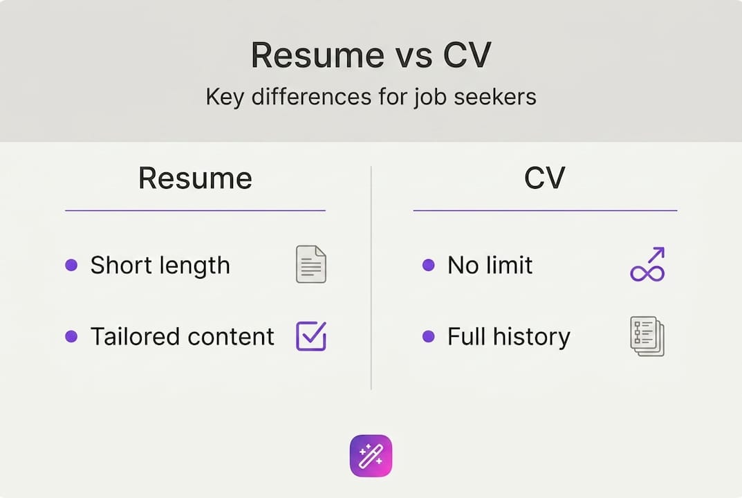 Infographic comparing resume and CV features