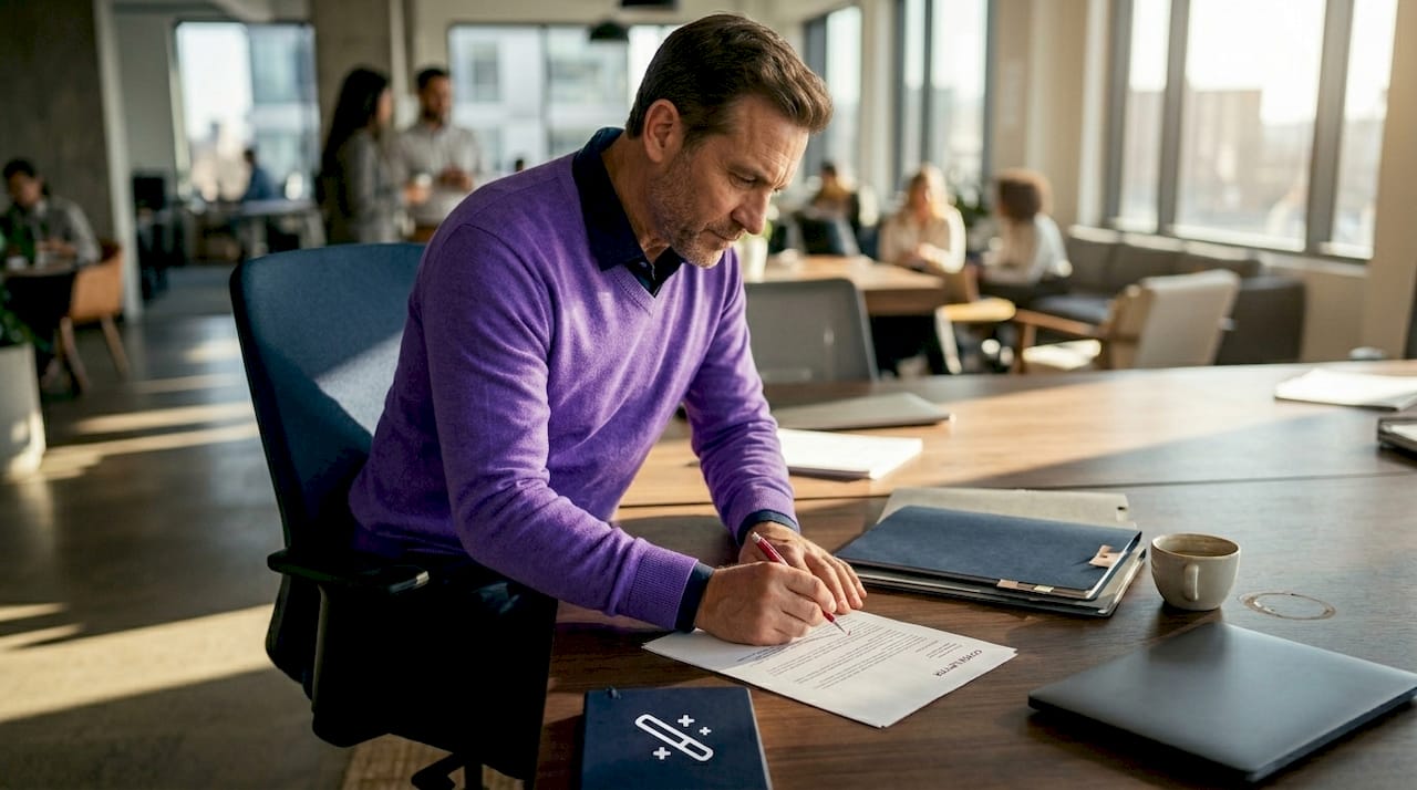 Hiring manager reading printed cover letter