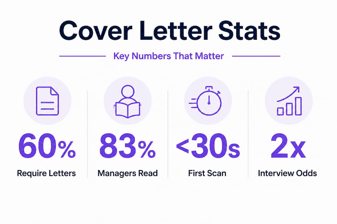 Infographic with key cover letter statistics and labels