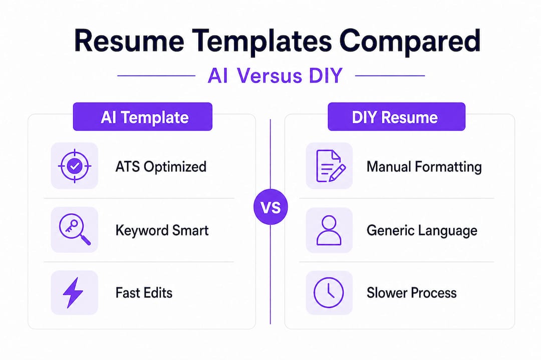 Infographic comparing AI and DIY resume templates