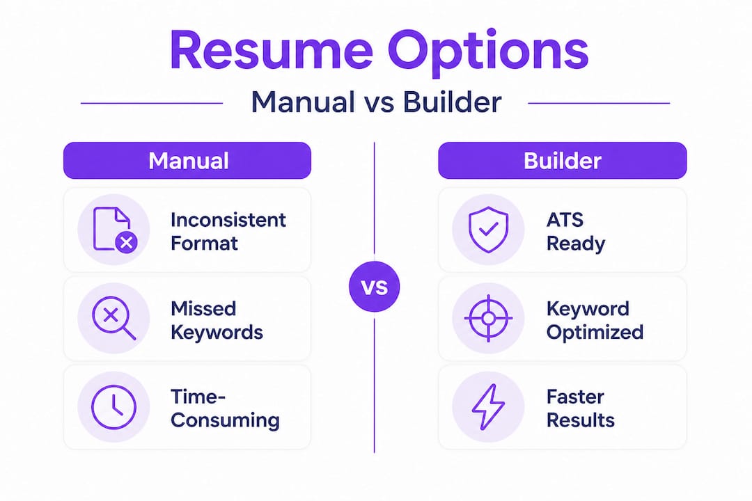 Infographic comparing manual resumes and resume builders