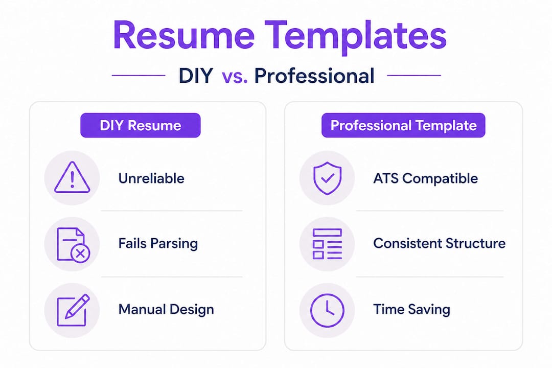 Infographic comparing DIY and professional resume templates