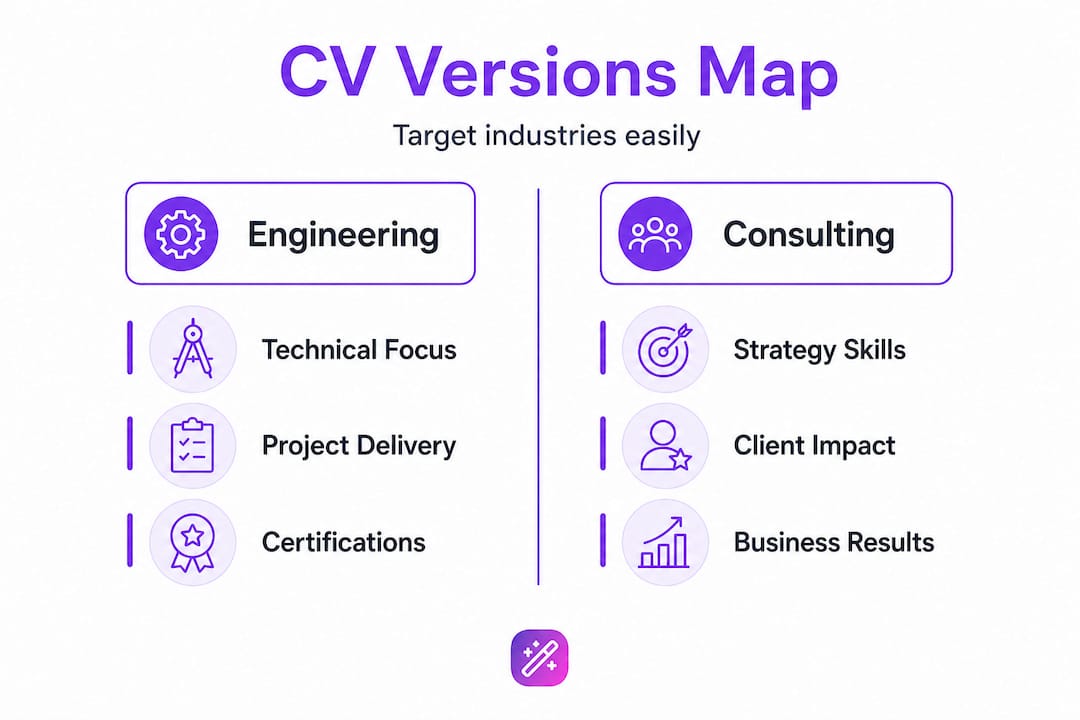 Infographic comparing CV types by industry