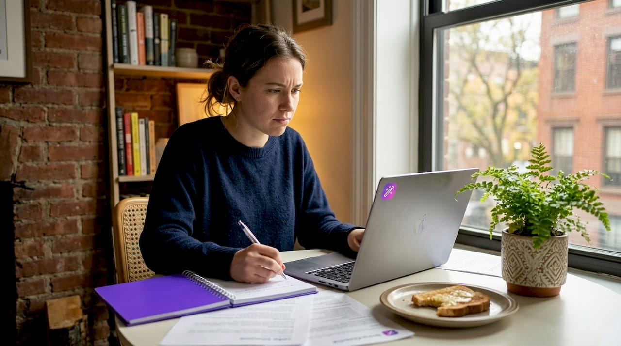 Woman editing excessive resume keywords