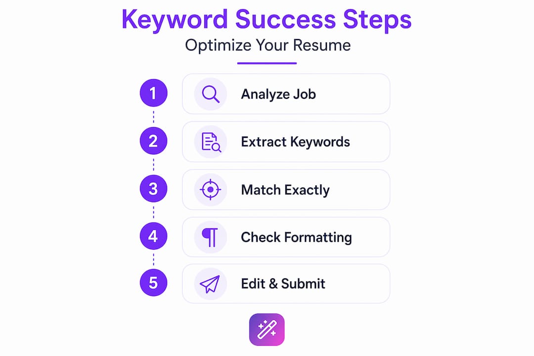 Infographic showing resume keyword optimization steps