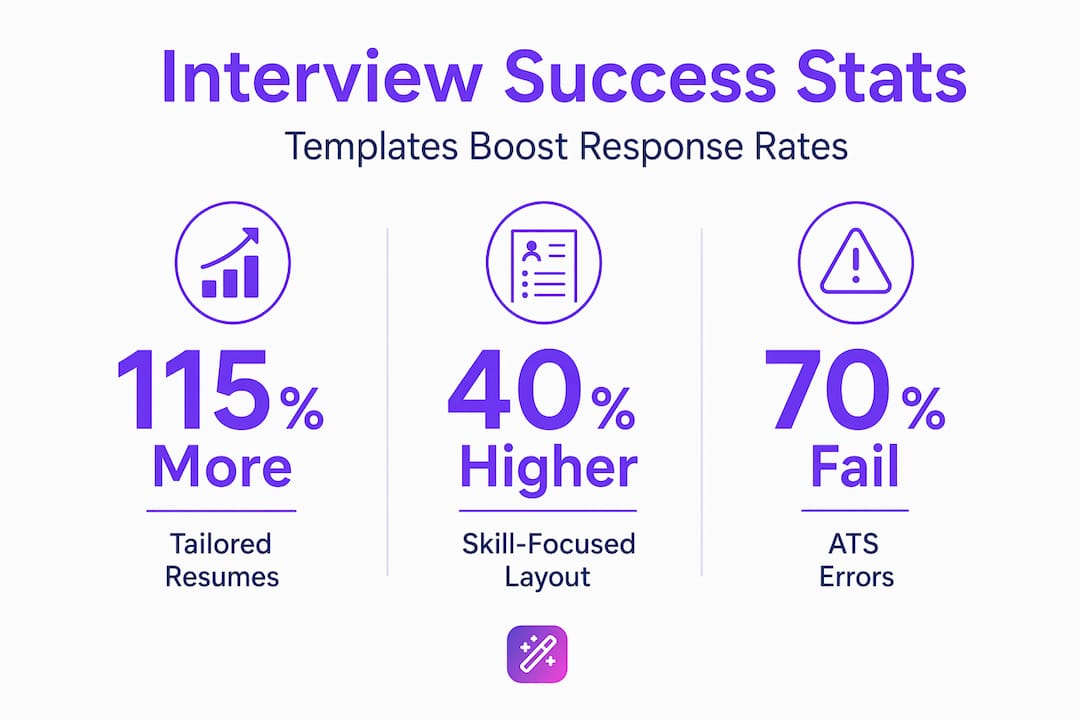 Infographic showing resume template interview statistics