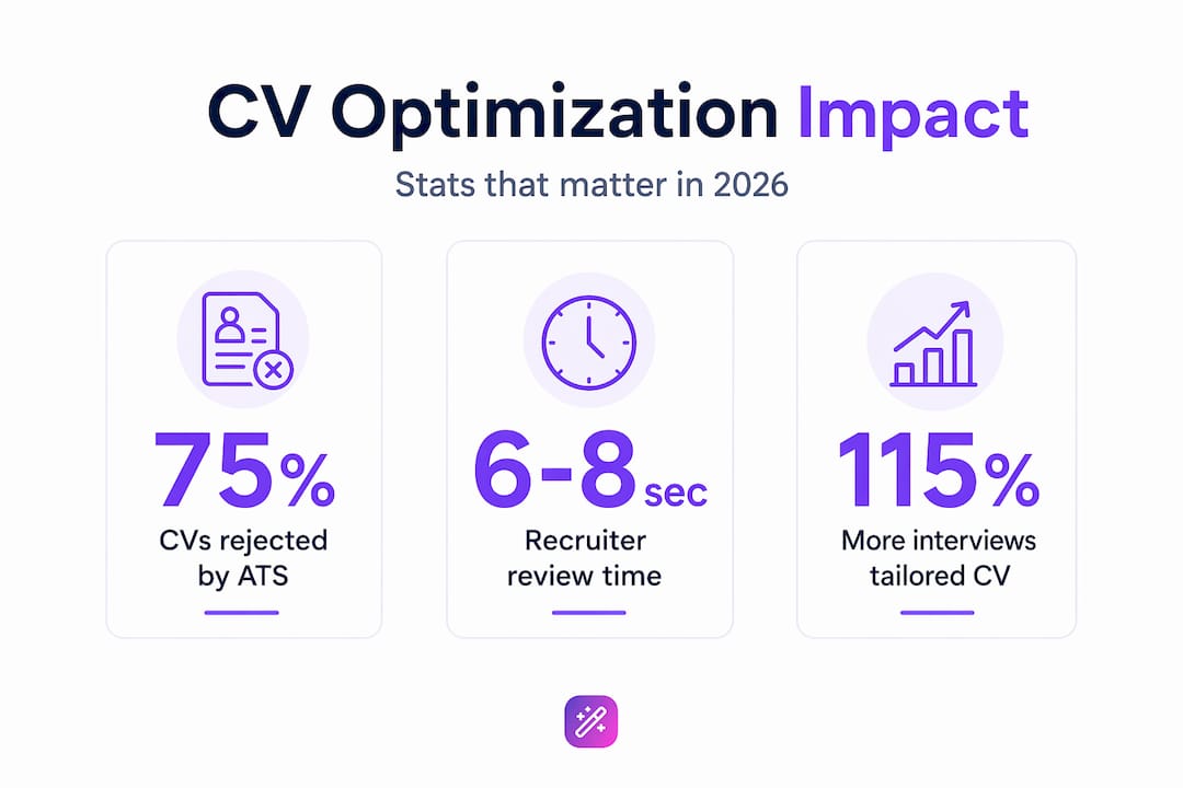 Infographic with key CV optimization statistics for 2026