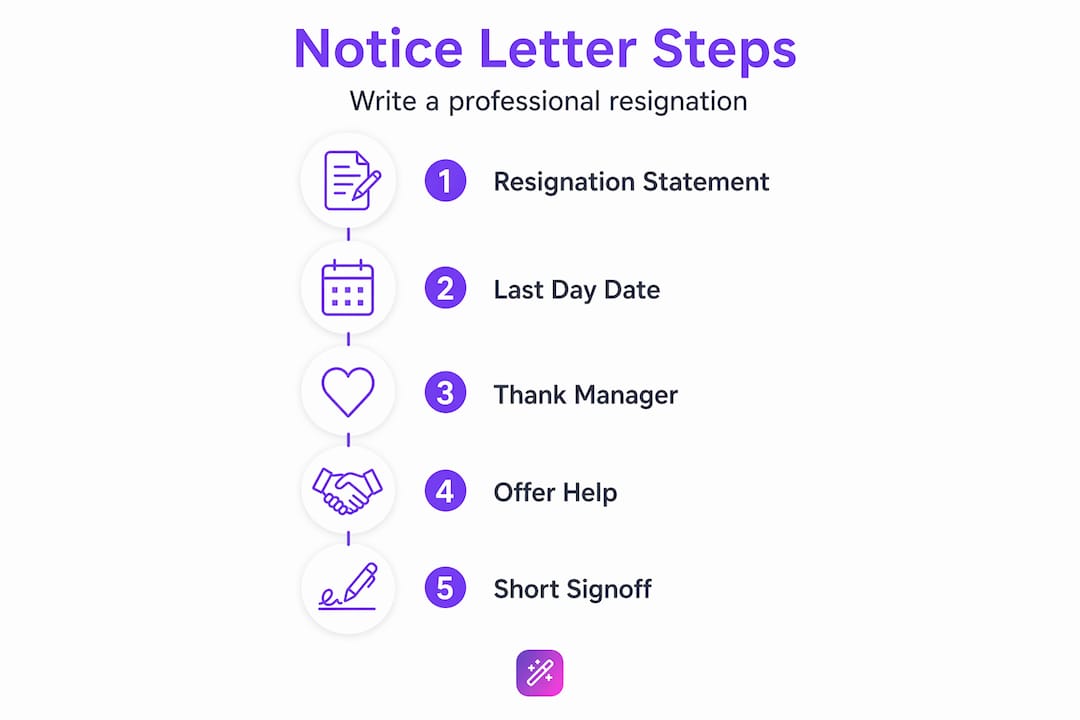 Infographic showing steps for notice letter
