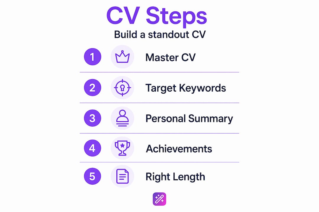Infographic shows key CV writing steps
