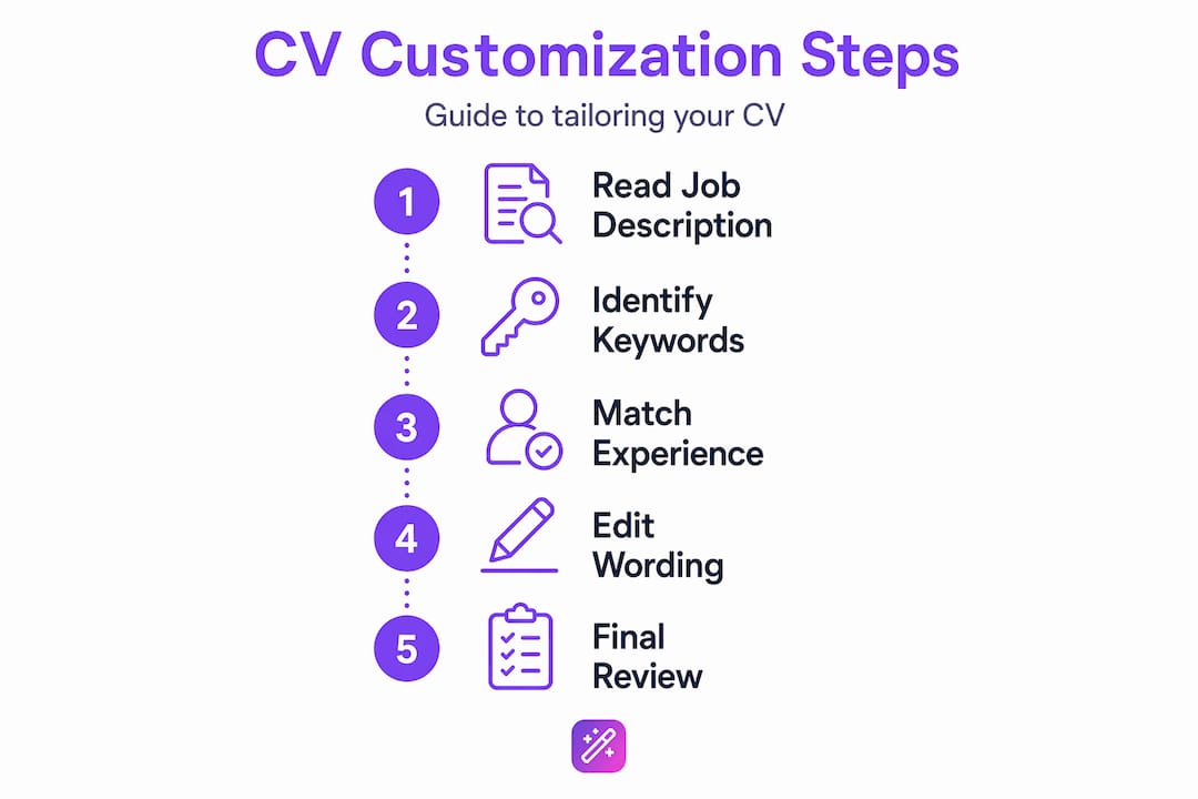 Five-step infographic on customizing a CV