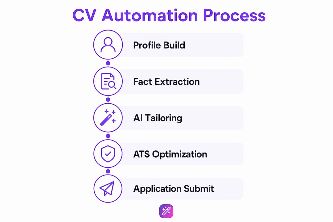 Infographic outlining CV automation process steps