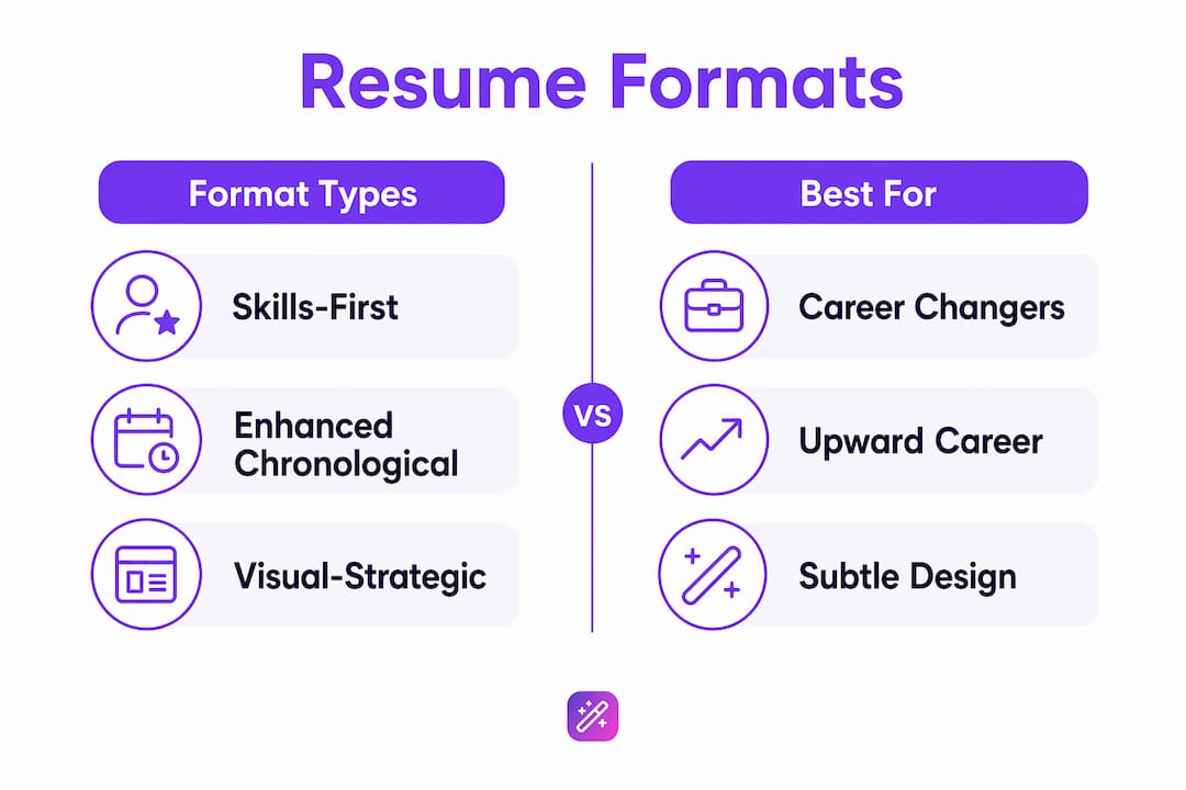 Infographic comparing resume formats and their best uses
