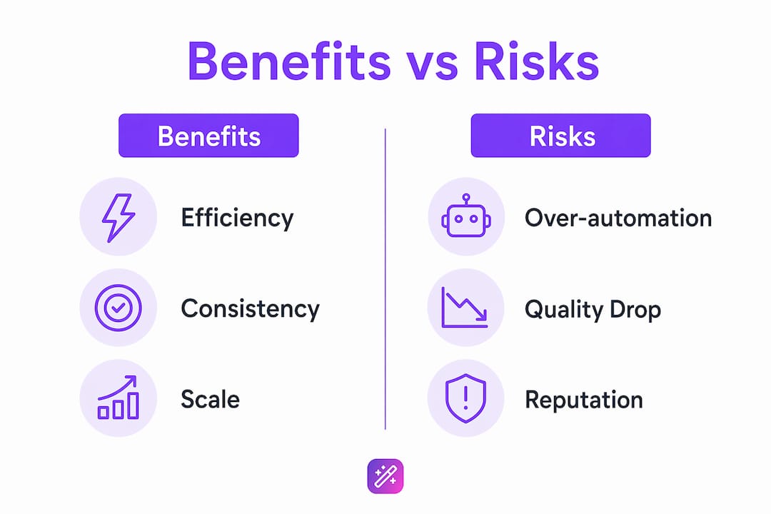 Infographic comparing benefits and risks