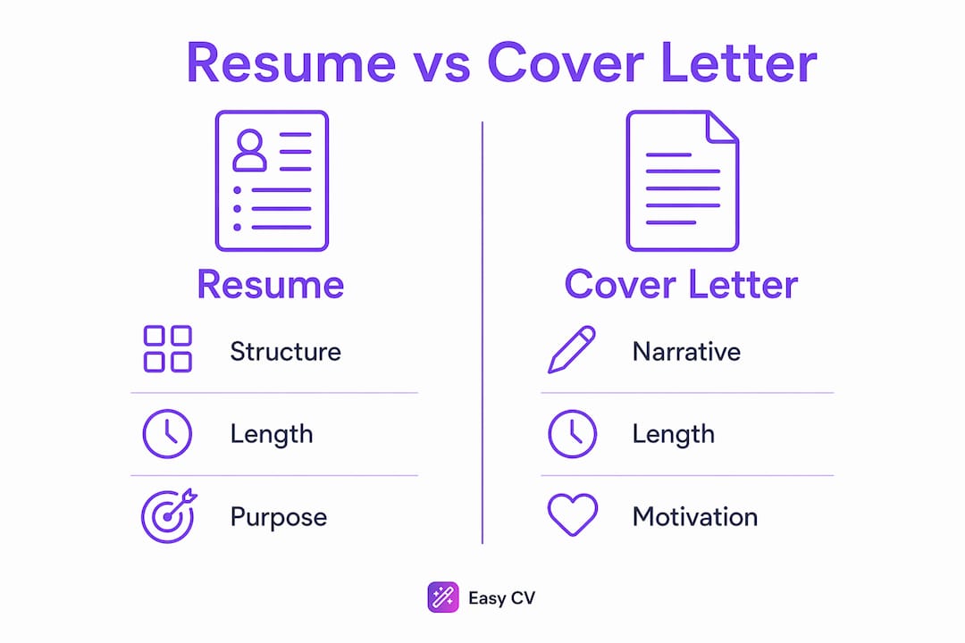 Infographic comparing resume and cover letter features