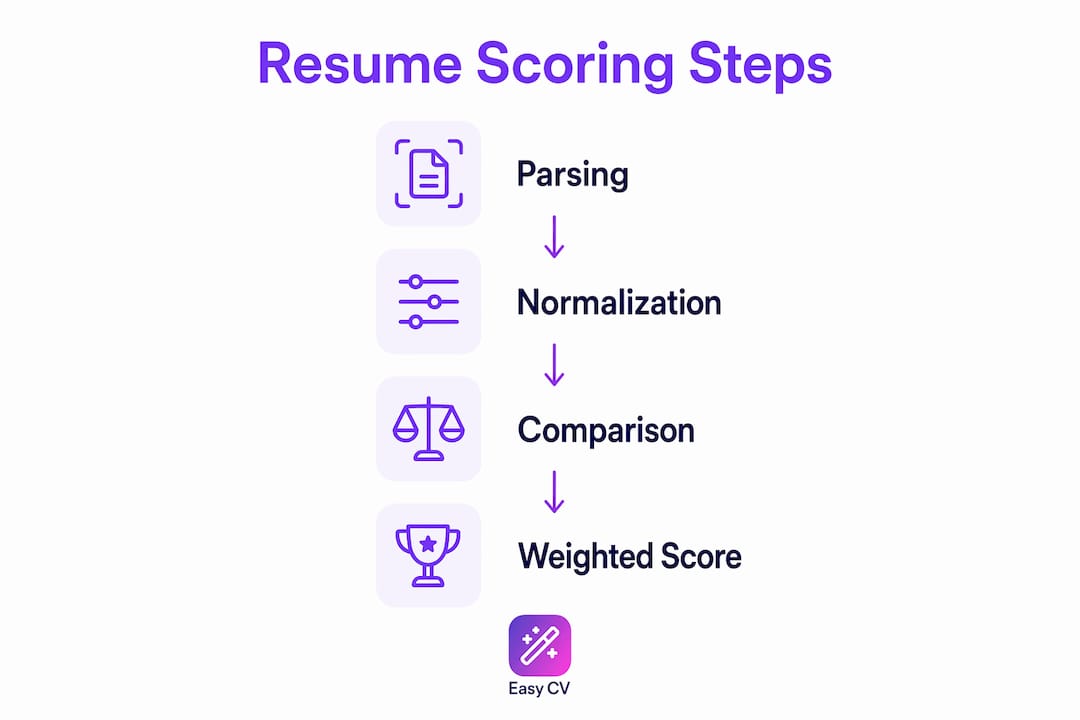 Infographic illustrating four steps of resume scoring process