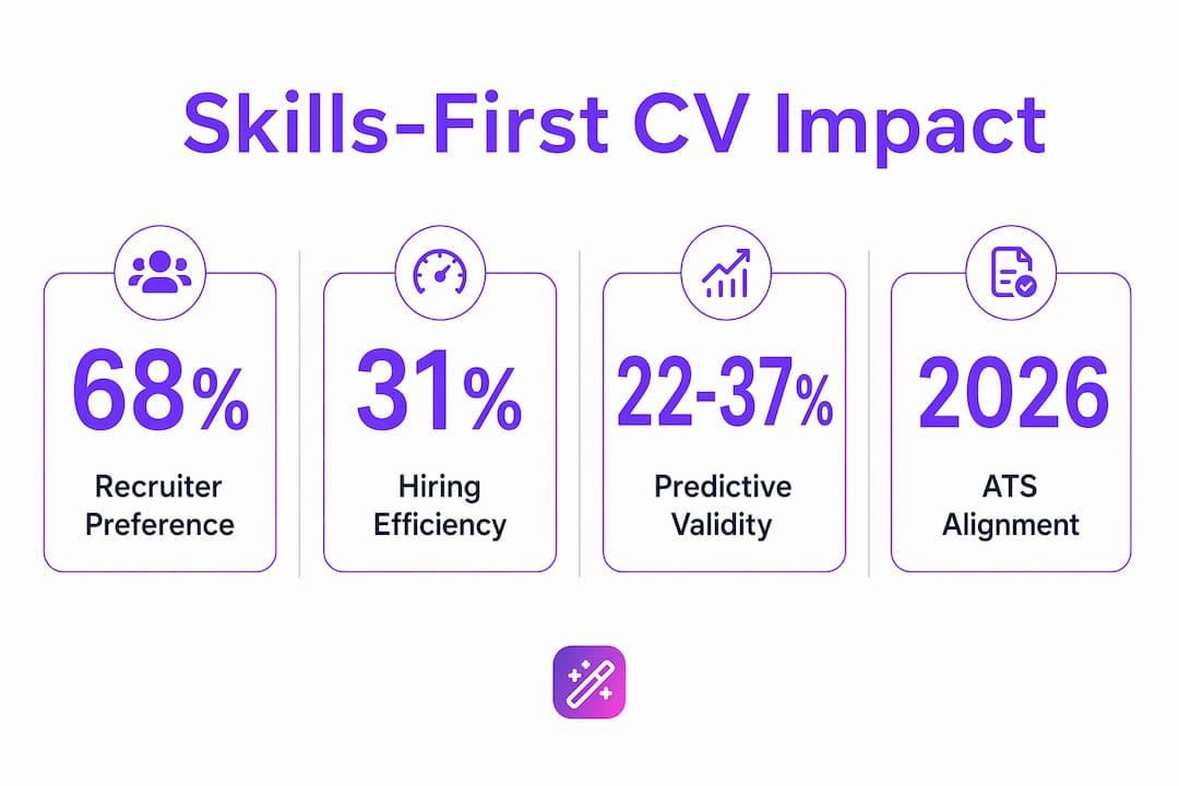 Infographic showing key statistics about skill-based CV effectiveness