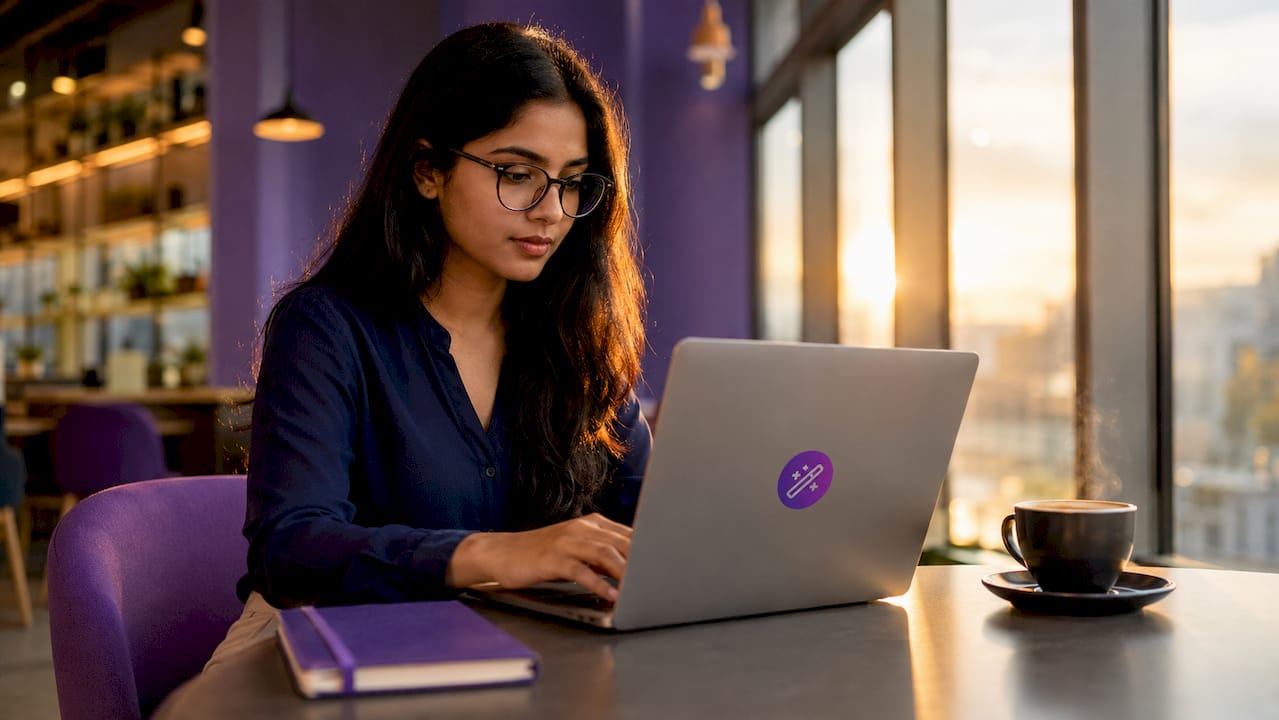 Professional editing CV on laptop in home office