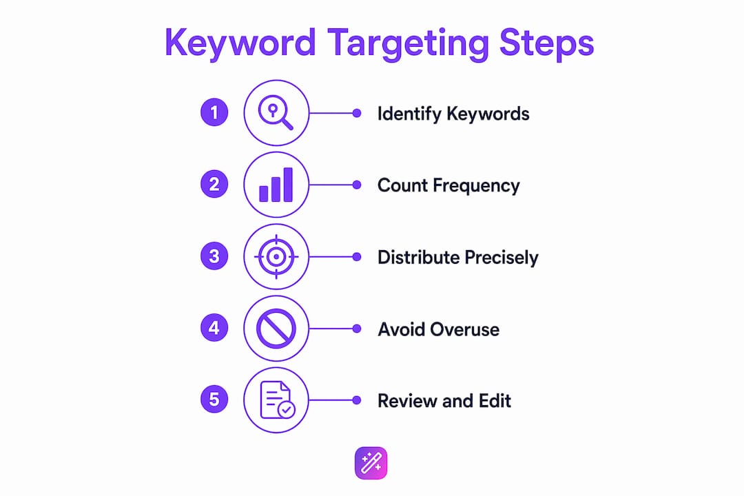 Infographic showing steps to target keywords effectively in resumes