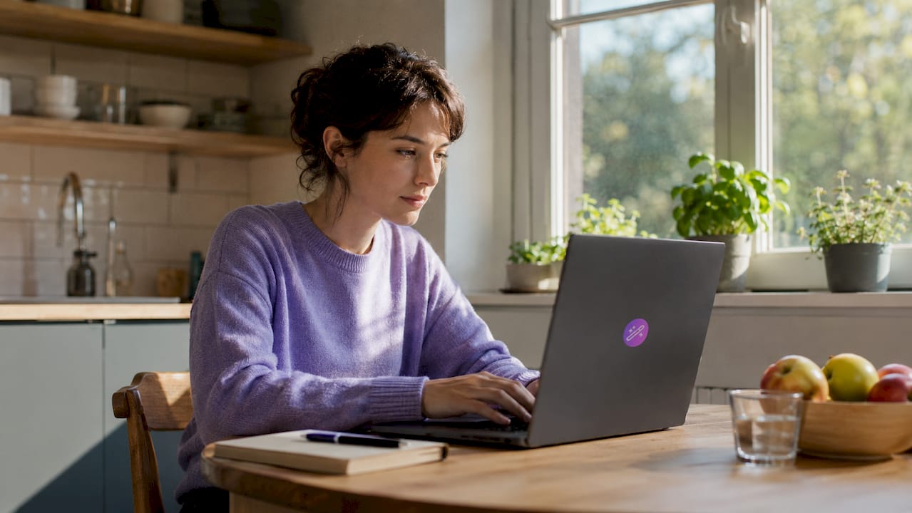 Professional woman creating digital CV online
