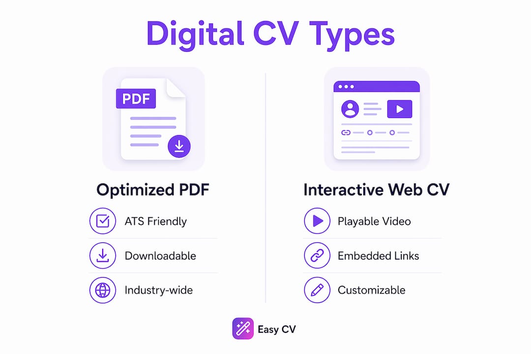 Infographic comparing digital CV types