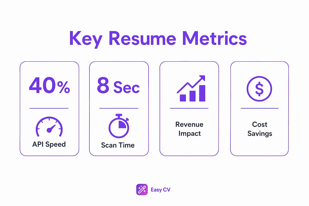 Infographic showing key resume performance metrics