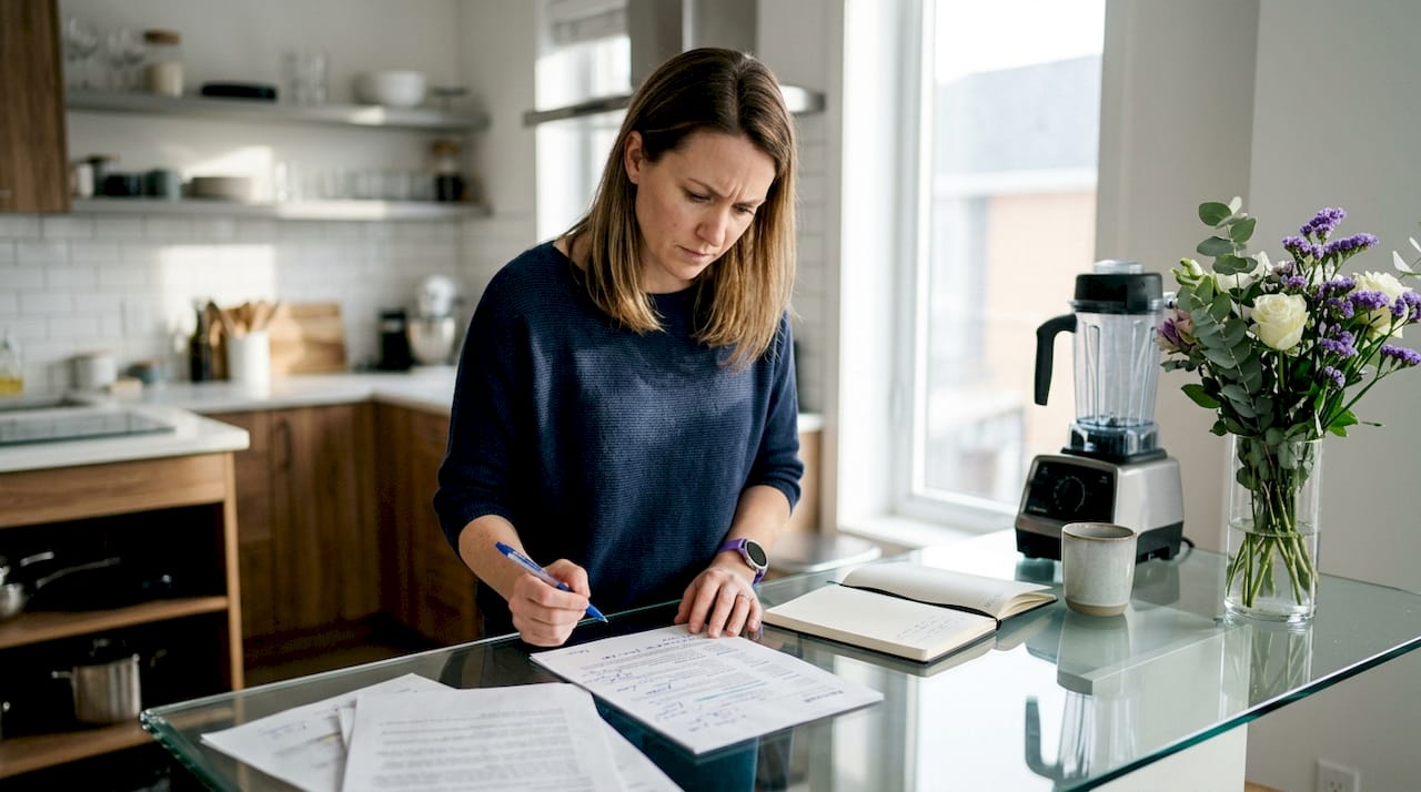 Person reviewing resume errors at desk