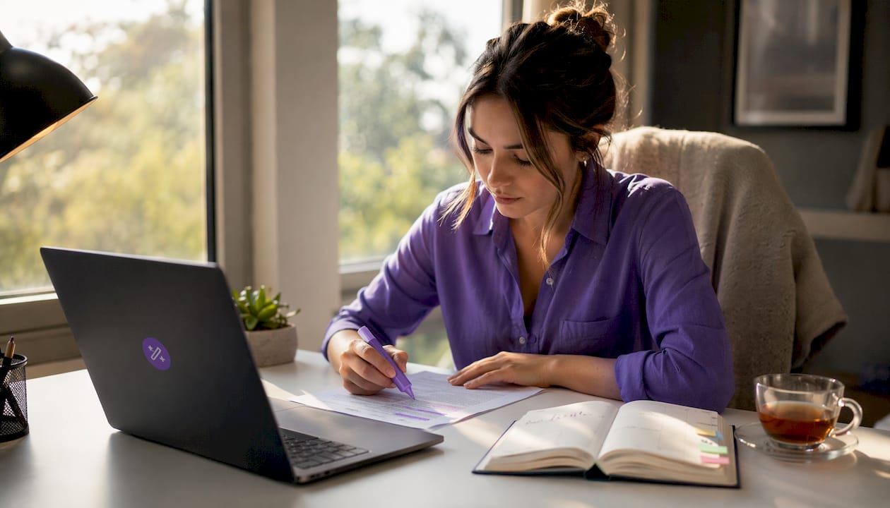 Professional woman researching career change