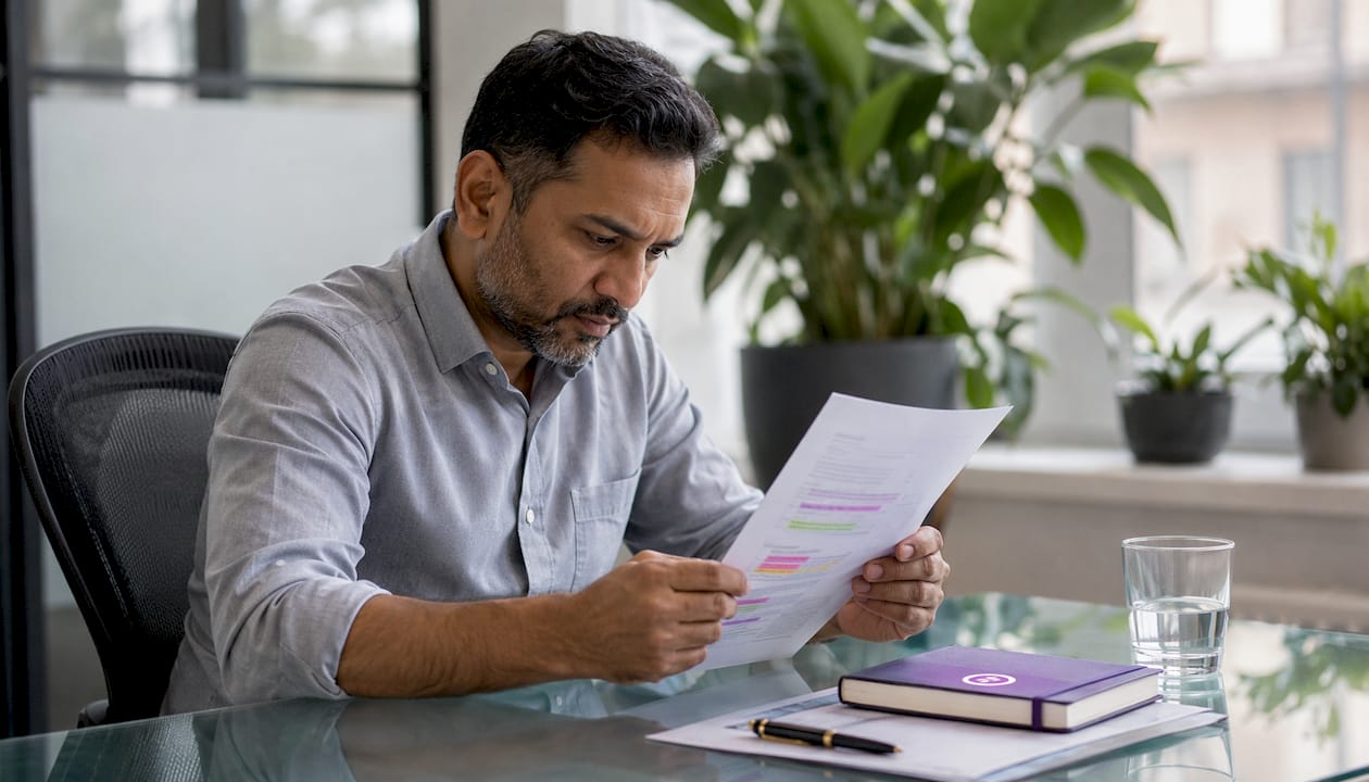 Hiring manager reading cover letter printout